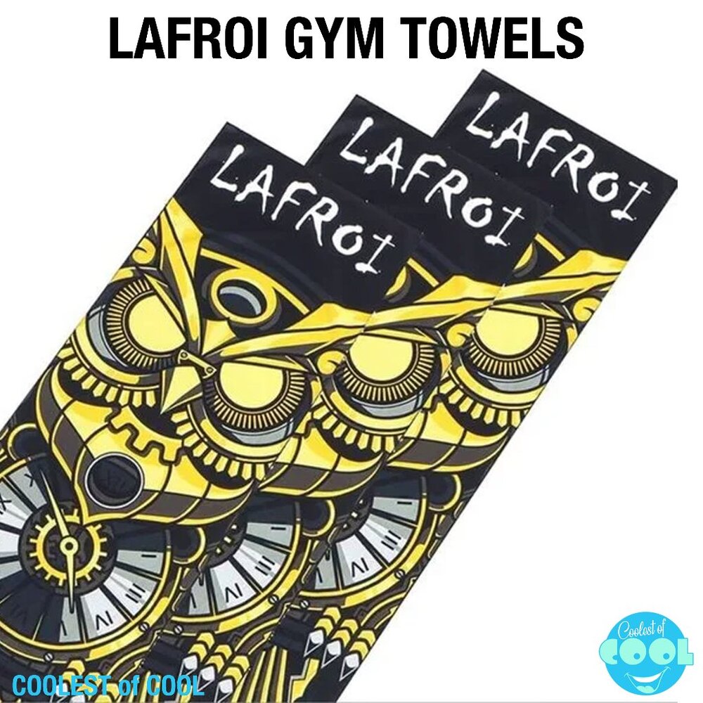 LAFROI 3 pack Cooling Quick Dry Sports Towel Time Manager Owl Art 39"x11" NWT